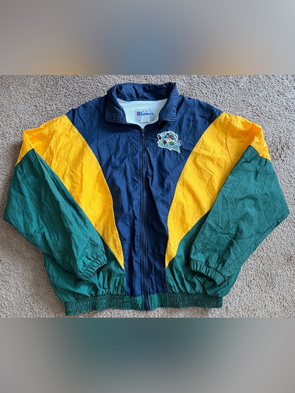 Colorblock Windbreaker Jacket in Navy/Yellow/Green